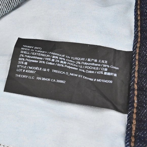 THEORY Treeca Jeans Dark Wash Denim in Indigo Stretch Crop Length Womens Size 27 - Picture 9 of 9